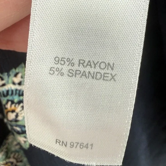 NWT J.Jill Navy Blue Floral Paisley Split Neck 3/4 Sleeve Knit Dress Size Medium - Picture 12 of 13